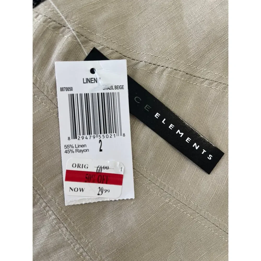 NWT Grace Elements Linen Blend Skirt Academia‎ Preppy Size Womens 2